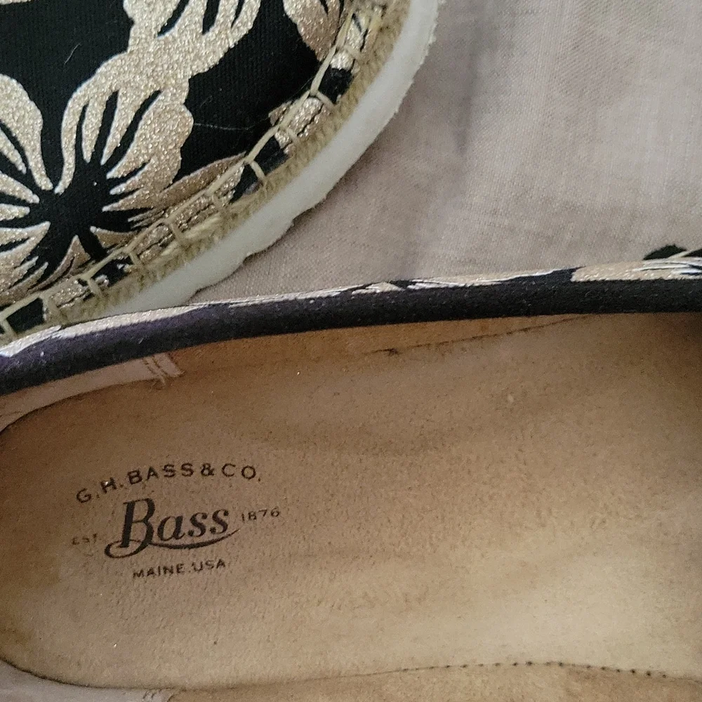 ๐ Host Pick G.H. Bass Women's Madrid Espadrille Blk/gold sparkle slip on 7. - Picture 5 of 12